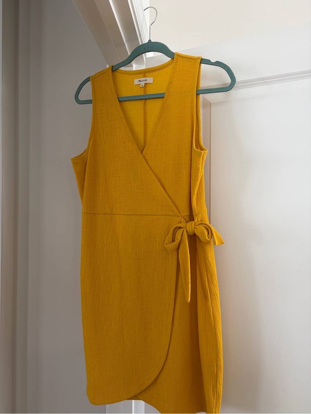 Madewell Wrap Tie Mustard Yellow Dress